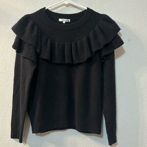 Madewell ruffle black sweater size small